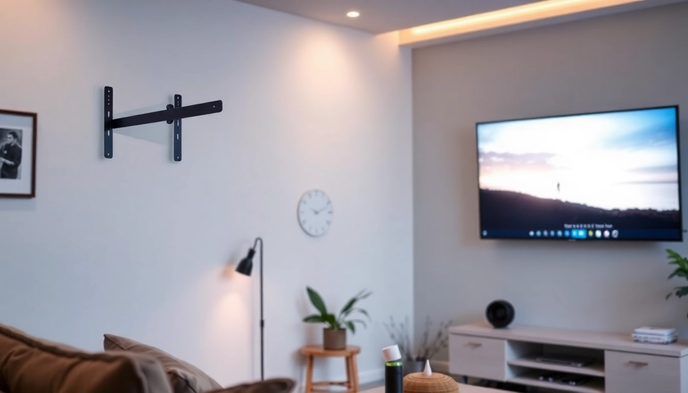 Enhance your living space with the installation services of smarthomeguysphx, showcasing a stylish TV mount in a modern setup.