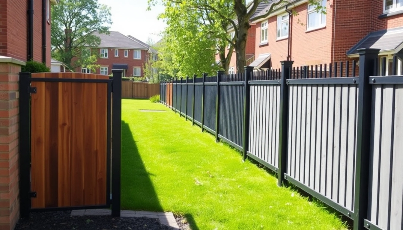 Fencing companies Manchester showcasing a stylish wooden fence in a sunny neighborhood.