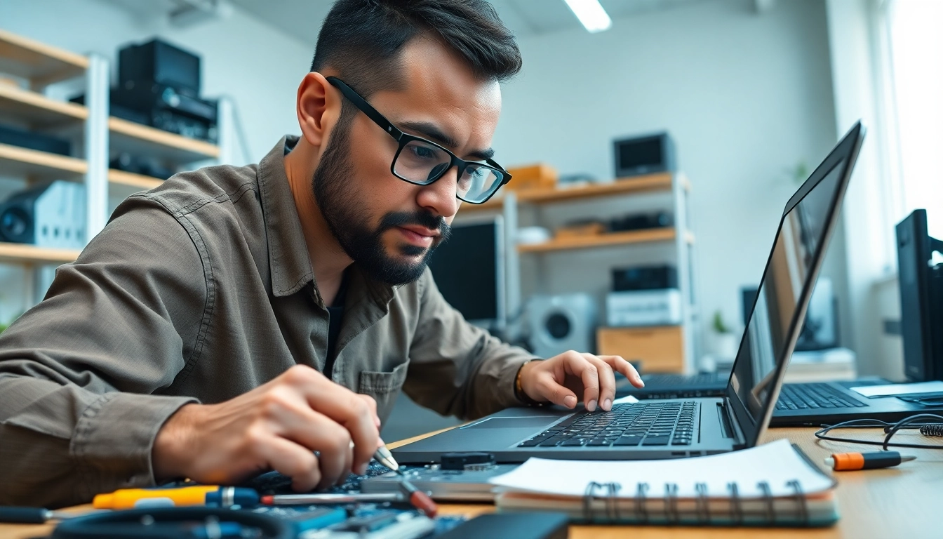 Riparazione computer settimo torinese con un tecnico esperto al lavoro.