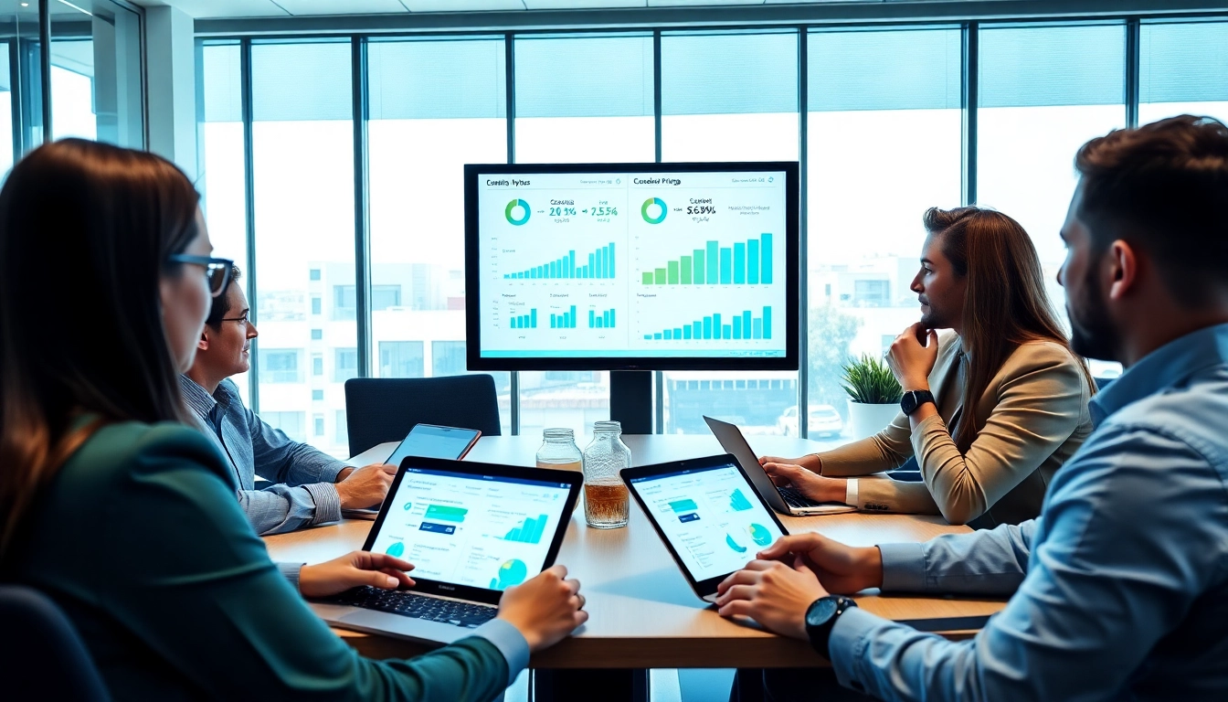 Business team finding competitor pricing insights during a market analysis session.