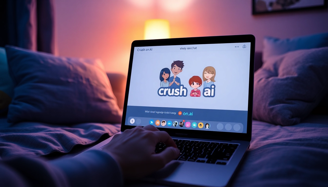 Engage in chats with Crush on.ai in a cozy room setup depicting friendly AI interaction.