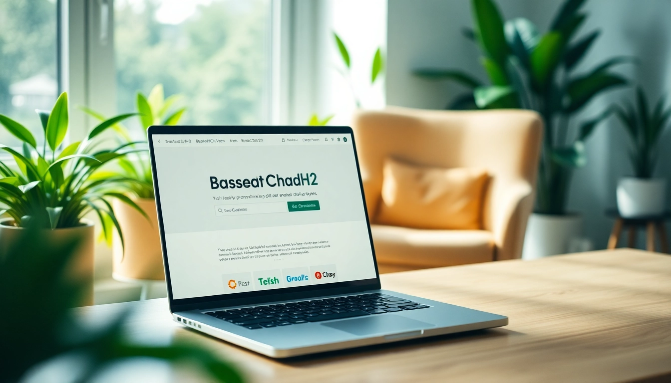 Engaging view of the BasedChadHQ official site displayed on a modern workspace's laptop.