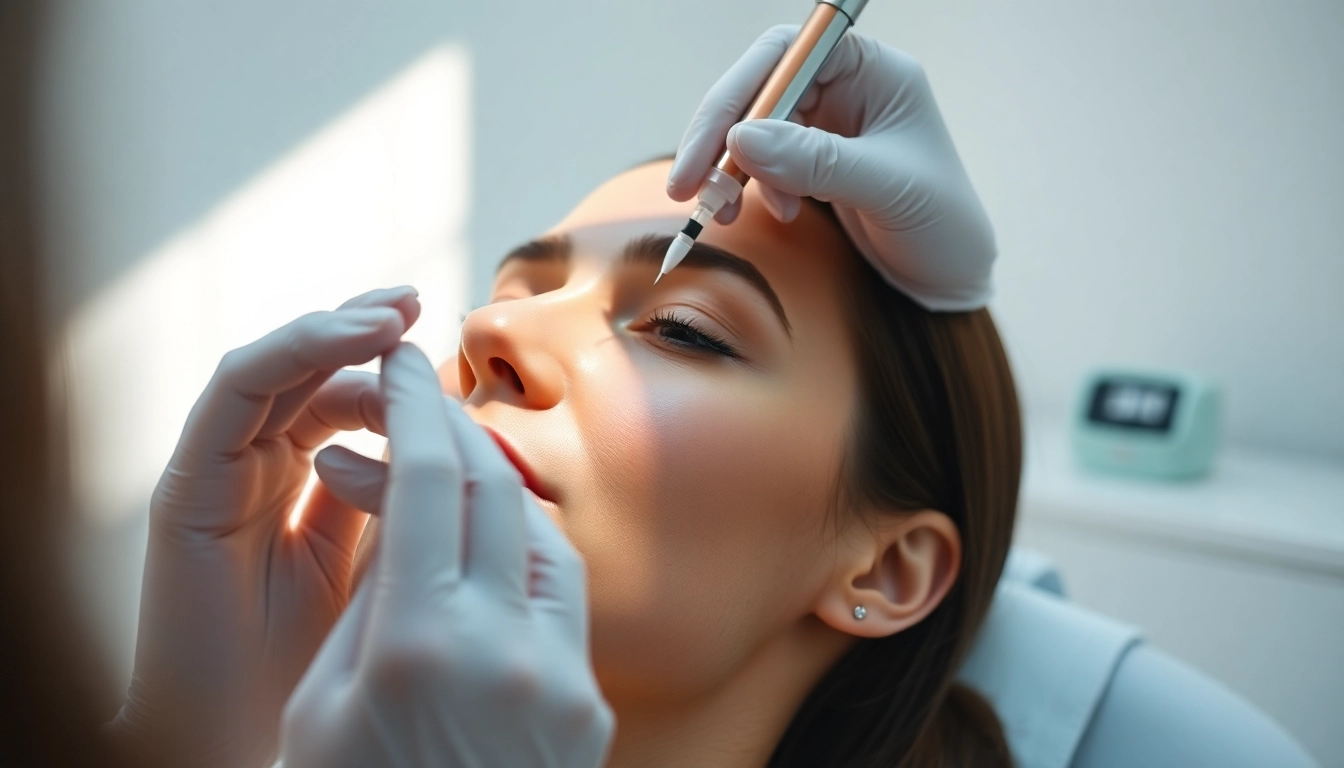 Botox Behandlung demonstrating expert application techniques in a calming clinic environment.