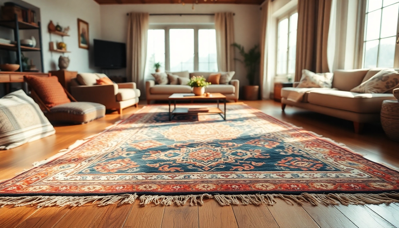 Showcase beautiful Boujaad vintage rugs in a stylish living room setting, highlighting their intricate designs.