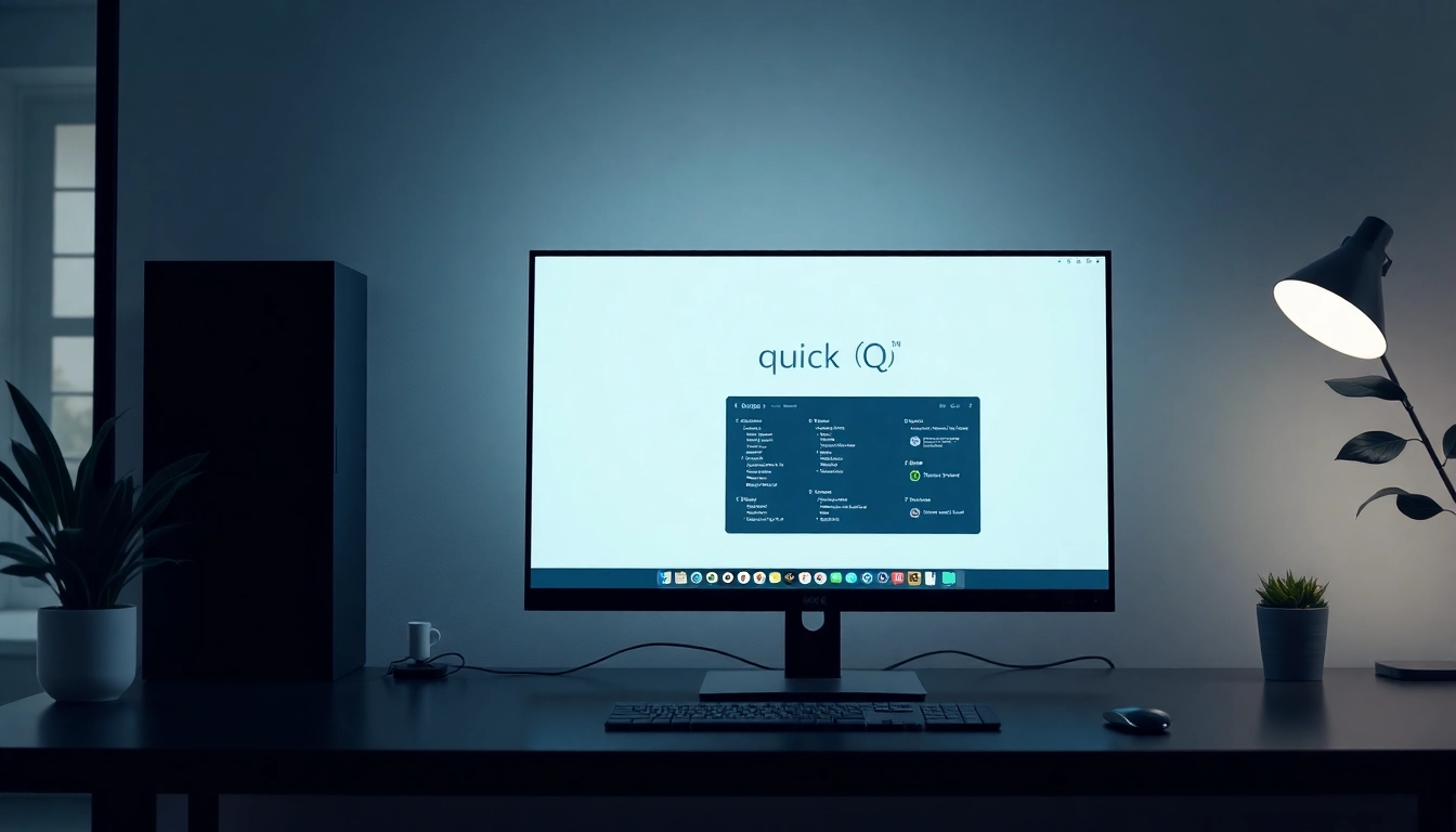 Showcase the quickq电脑版下载 software interface in a clean workspace, enhancing user experience and interaction.