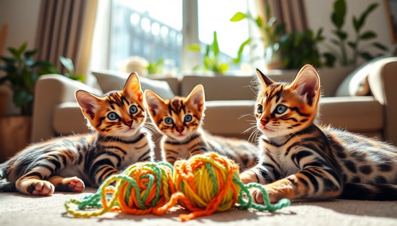 Engaging Bengal kittens playing in a sunny living room, showcasing Bengal Breeders Orange County.