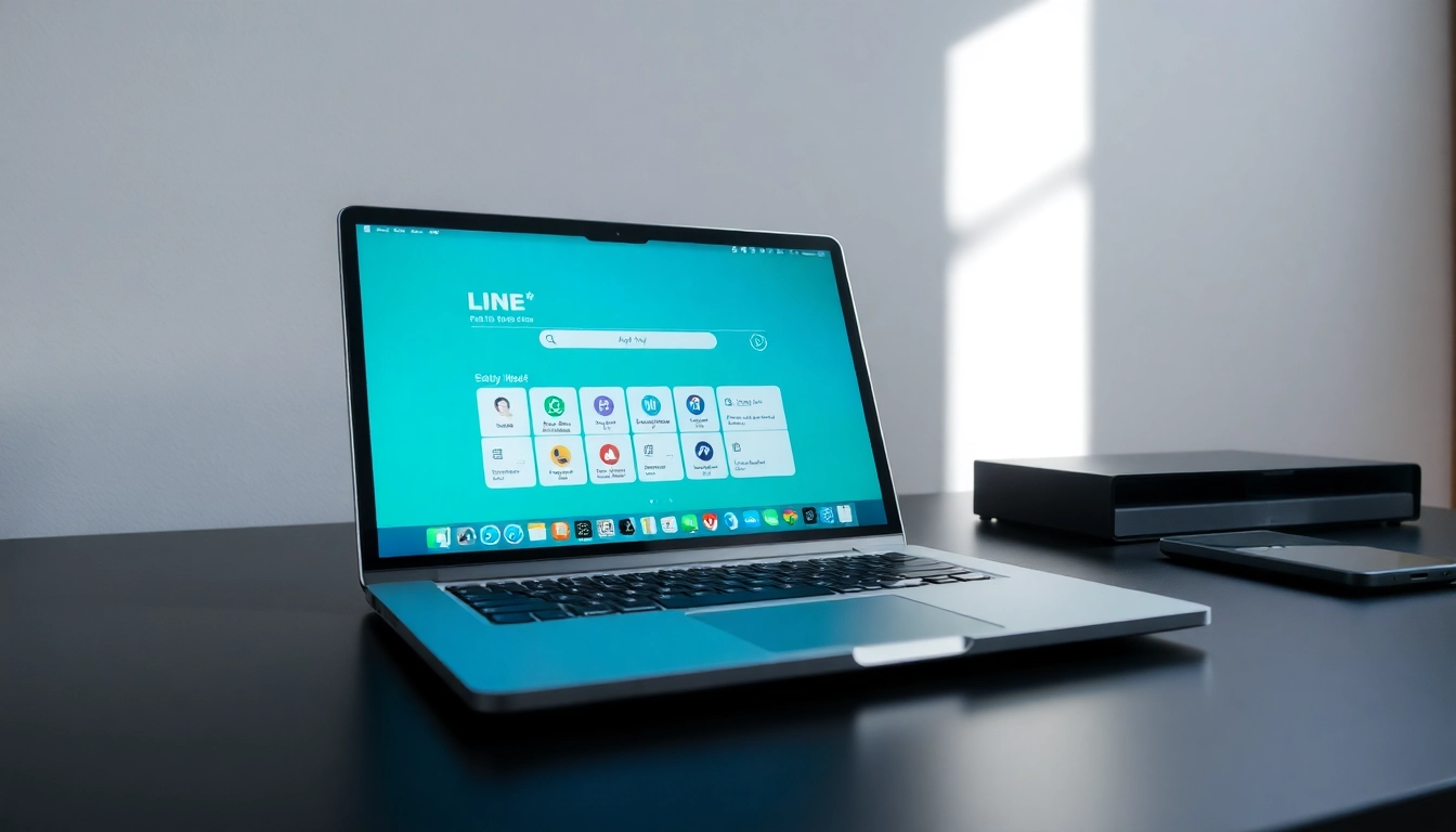 Access line電腦版官方下載 with a laptop showcasing the LINE app interface.
