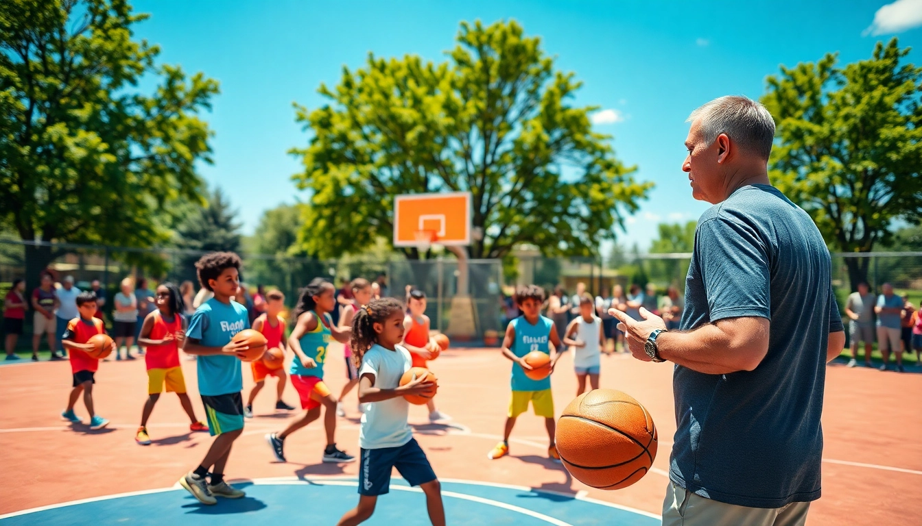 Engaging basketball training programs near me with young athletes practicing skills outdoors.
