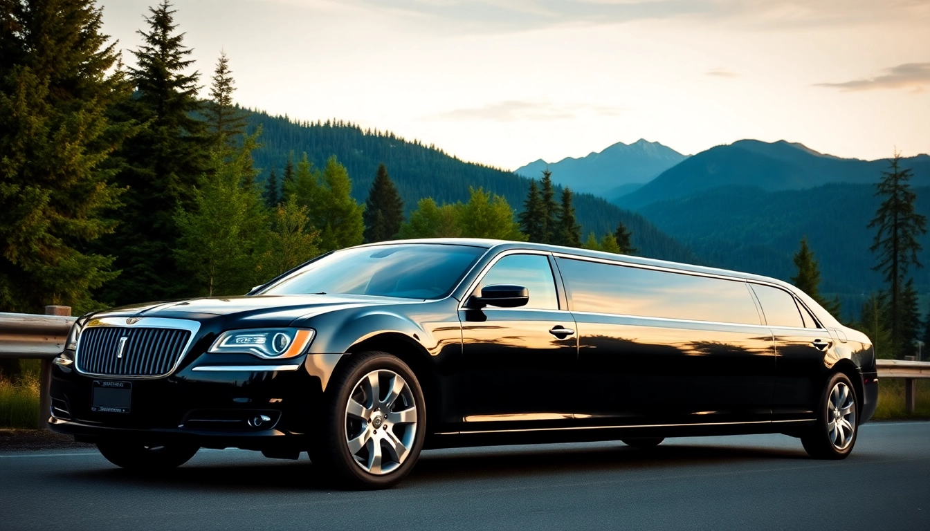 Experience Vancouver to Seattle Limo Service with a luxury limousine on a scenic road.