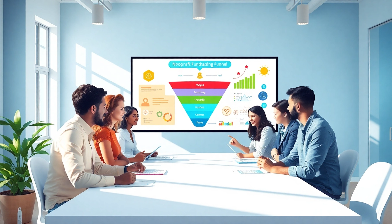 Showcasing effective Funnels for nonprofits with teamwork and strategy in vibrant workspace.