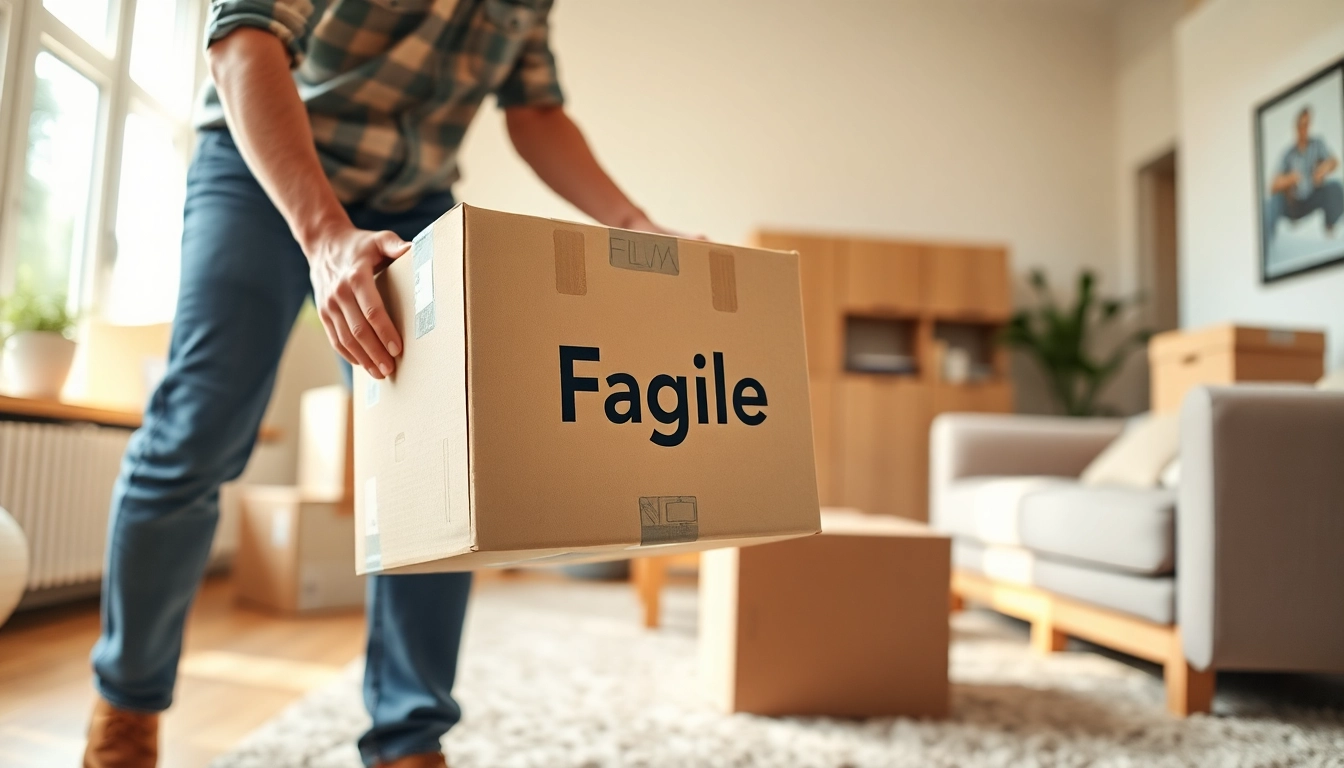 Expert Queens movers carefully packing fragile items during a home relocation.