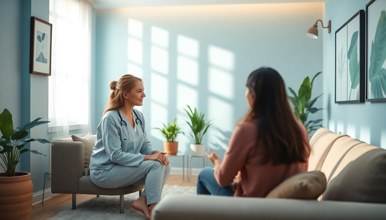 Engaging therapy session showing anxiety treatment dubai with a calm, attentive therapist.