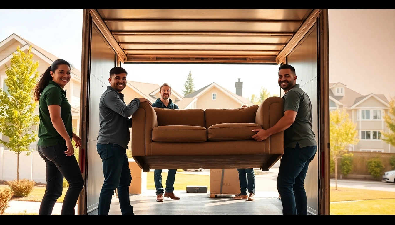 Movers Calgary team professionally loading furniture into a moving truck.